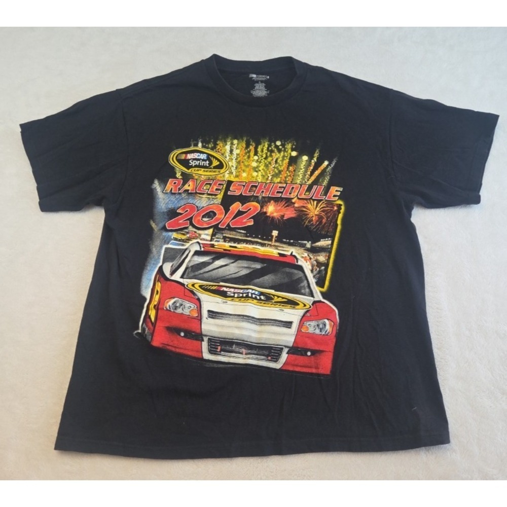 Nascar Men's XL Sprint Cup Series 2012 Race Schedule T Shirt Black Racing